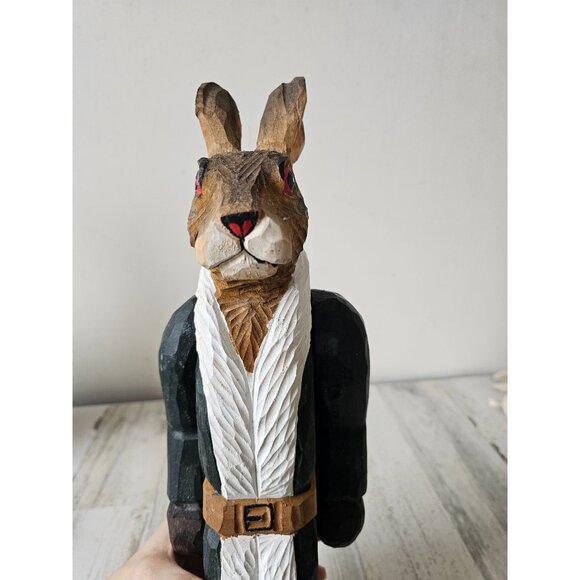 Wooden jointed bunny rabbit shabby chic unique Easter spring decor vintage style - Picture 7 of 9